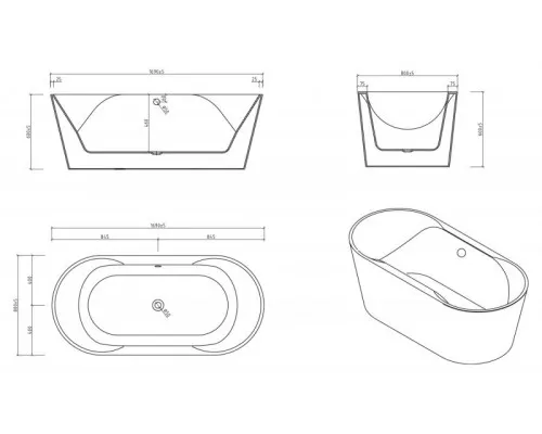 Акриловая ванна BelBagno BB200-1700-800-NERO