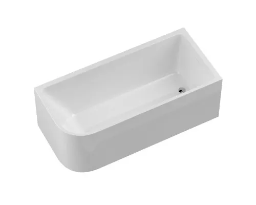 Акриловая ванна BelBagno BB712-1600-730-R 160x73 см, правая, пристенная, белая, асимметричная, на ножках, со сливом-переливом, с донным клапаном