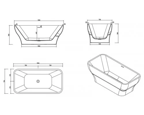 Акриловая ванна BelBagno BB73-1500-750