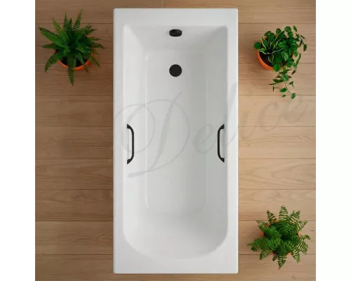Ванна из литьевого мрамора Delice Scandi 170х70 глянцевая с черными ручками DLR330025RB-G
