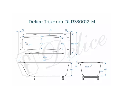 Ванна из литьевого мрамора Delice Triumph 180х80 матовая DLR330012-M