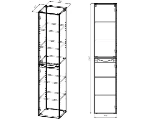 Пенал Vincea Mia VSC-2M170RW-L подвесной L, темный дуб