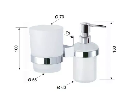 Приобрести Стакан с дозатором Remer SQ SQ18CR в магазине сантехники Santeh-Crystal.ru