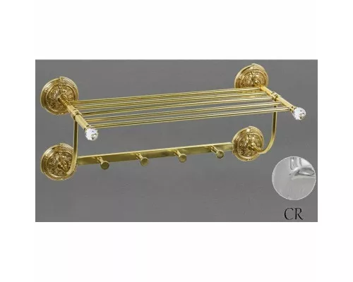 Купить Полка с крючками хром Art&Max Barocco Crystal AM-2032-Cr-C в магазине сантехники Santeh-Crystal.ru