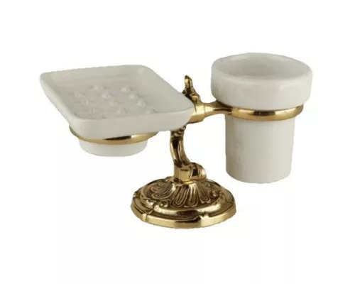 Заказать Стакан и мыльница настольные античное золото Art&Max Barocco Crystal AM-1789-Do-Ant-C в магазине сантехники Santeh-Crystal.ru