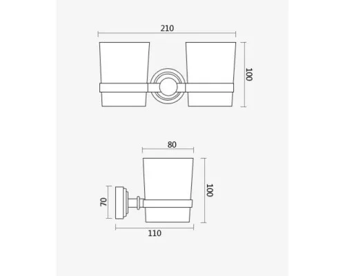 Приобрести Стакан двойной Magliezza Kollana 80506-BR в магазине сантехники Santeh-Crystal.ru