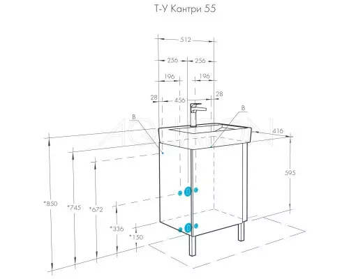 Купить Комплект мебели дуб верона/белый глянец 55 см Акватон Кантри 1A257601AHB20 + 1WH302185 + 1A257702AHB20 в магазине сантехники Santeh-Crystal.ru
