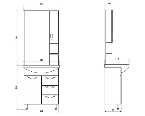 Купить Тумба белый 66 см ASB-Mebel Мессина в магазине сантехники Santeh-Crystal.ru