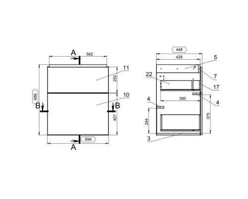 Купить Тумба серый/ясень 59,8 см Cersanit Smart SU-SMA-CO60/Gr в магазине сантехники Santeh-Crystal.ru