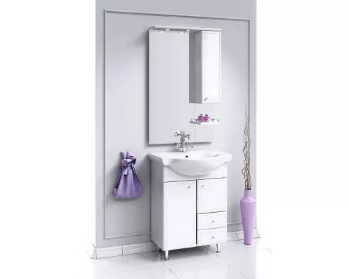 Приобрести Комплект мебели белый глянец 65,5 см Aqwella Barcelona Lux BA0106K + 4640021062296 + Ba.02.06 в магазине сантехники Santeh-Crystal.ru