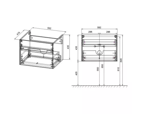 Заказать Комплект мебели серый камень 60 см Vincea Chiara VMC-2C600GS + VCB-13600B + VLM-3VN600 в магазине сантехники Santeh-Crystal.ru