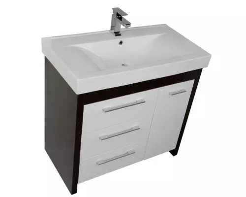 Приобрести Тумба венге/белый 88 см с бельевой корзиной Aquanet Тиана 00177070 в магазине сантехники Santeh-Crystal.ru