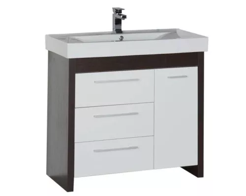 Приобрести Тумба венге/белый 88 см с бельевой корзиной Aquanet Тиана 00177070 в магазине сантехники Santeh-Crystal.ru