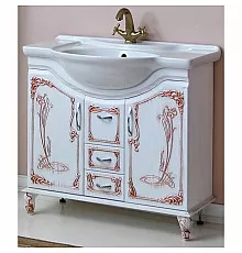 Тумба с раковиной белое дерево медная патина 88 см Atoll Барселона