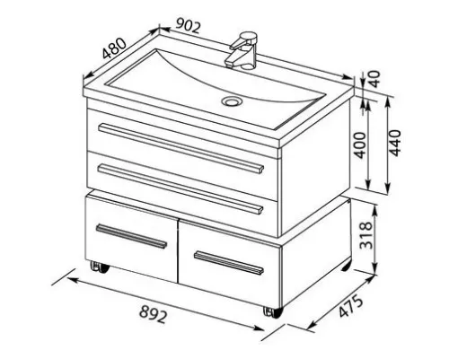 Заказать Тумба белый 89,2 см Aquanet Нота 00171492 в магазине сантехники Santeh-Crystal.ru