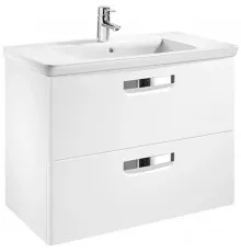 Тумба с раковиной белый глянец 80 см Roca The Gap ZRU9302877 + 327470000