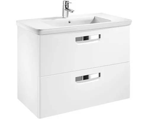 Заказать Тумба с раковиной белый глянец 80 см Roca The Gap ZRU9302877 + 327470000 в магазине сантехники Santeh-Crystal.ru