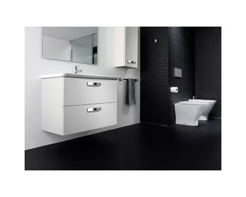 Заказать Тумба с раковиной белый глянец 80 см Roca The Gap ZRU9302877 + 327470000 в магазине сантехники Santeh-Crystal.ru