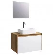 Комплект мебели дуб балтийский/ белый глянец 80 см Aqwella 5 Stars Mobi MOB0108DB + MOB0708W + 641945 + SM0208