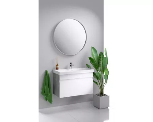 Купить Комплект мебели белый глянец/бетон светлый 80 см Aqwella Smart SRT0108BS + UM-MOD80SL/1 + RM0208W в магазине сантехники Santeh-Crystal.ru