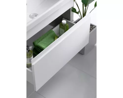 Купить Комплект мебели белый глянец/бетон светлый 80 см Aqwella Smart SRT0108BS + UM-MOD80SL/1 + RM0208W в магазине сантехники Santeh-Crystal.ru