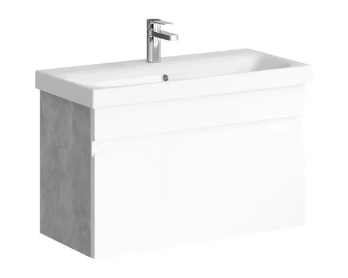 Купить Комплект мебели белый глянец/бетон светлый 80 см Aqwella Smart SRT0108BS + UM-MOD80SL/1 + RM0208W в магазине сантехники Santeh-Crystal.ru