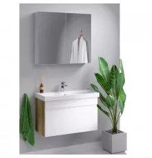 Комплект мебели белый глянец/дуб балтийский 80 см Aqwella Smart SRT0108DB + UM-MOD80SL/1 + MC.04.08