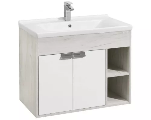 Купить Комплект мебели белый глянец/дуб крафт 80 см Акватон Флай 1A237401FAX10 + 1WH302251 + 1A237702FAX10 в магазине сантехники Santeh-Crystal.ru