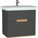 Тумба с раковиной антрацит матовый/дуб 78 см Vitra Sento 60836