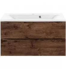 Тумба с раковиной темный дуб 90 см Vincea Mia VMC-2MA900RW + VCB-3M900W