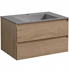 Тумба с раковиной натуральный дуб 80 см Vincea Luka VMC-2L800NO + VCB-13800G