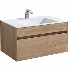 Тумба с раковиной натуральный дуб 80 см Vincea Chiara VMC-2C800NO + VCB-13800W