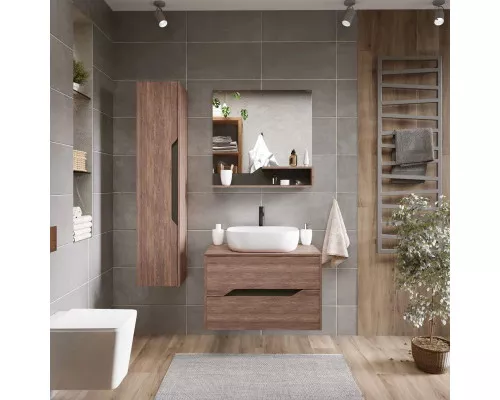 Заказать Комплект мебели дуб винтаж/графит 80 см Grossman Лайф 108015 + GR-3020 + 208008 в магазине сантехники Santeh-Crystal.ru