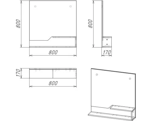 Заказать Комплект мебели дуб винтаж/графит 80 см Grossman Лайф 108015 + GR-3020 + 208008 в магазине сантехники Santeh-Crystal.ru