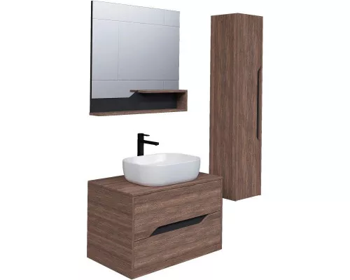 Заказать Комплект мебели дуб винтаж/графит 80 см Grossman Лайф 108015 + GR-3020 + 208008 в магазине сантехники Santeh-Crystal.ru