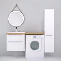 Тумба с раковиной белый глянец 122 см Jorno Wood Wood.01.60/P/W + Wood.06.122/LW + Mol.08.65/W + Bra.05.461/R/W