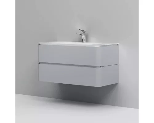 Купить Тумба с раковиной серый шелк глянец 100 см Am.Pm Sensation M30FHX1002FG + M30WPC1001WG в магазине сантехники Santeh-Crystal.ru