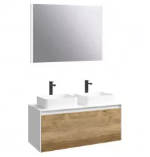 Комплект мебели белый глянец/ дуб балтийский 120 см Aqwella 5 Stars Mobi MOB0112W + MOB0712DB + 4640021064269 + 4640021064269 + SM0210