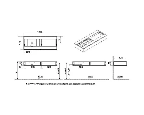 Заказать Тумба темный вяз 120 см L VitrA Origin 65680 в магазине сантехники Santeh-Crystal.ru