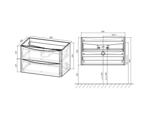 Заказать Комплект мебели бетон 100 см Vincea Paola VMC-2P100BT + VCB-2VP100W + VLM-2A100 в магазине сантехники Santeh-Crystal.ru
