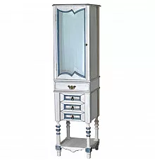 Пенал напольный слоновая кость состаренная синяя патина Atoll Флоренция