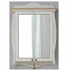 Зеркальный шкаф 78х115 см слоновая кость золотая патина Atoll Ривьера