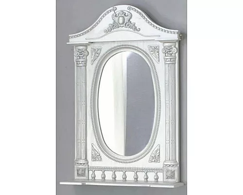 Купить Зеркало 61,5х94,5 см белый жемчуг серебряная патина Atoll Наполеон в магазине сантехники Santeh-Crystal.ru