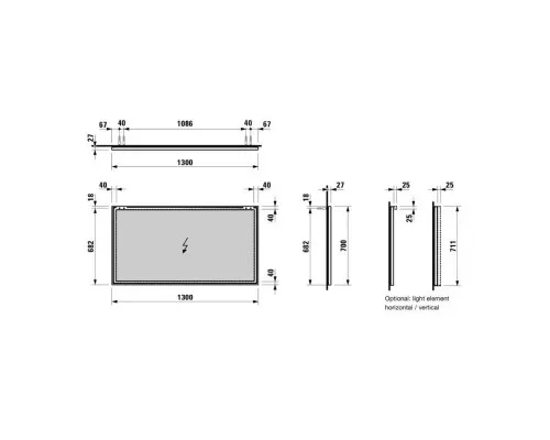 Заказать Зеркало 130х70 см Laufen Frame 25 4.4740.8.900.144.1 в магазине сантехники Santeh-Crystal.ru