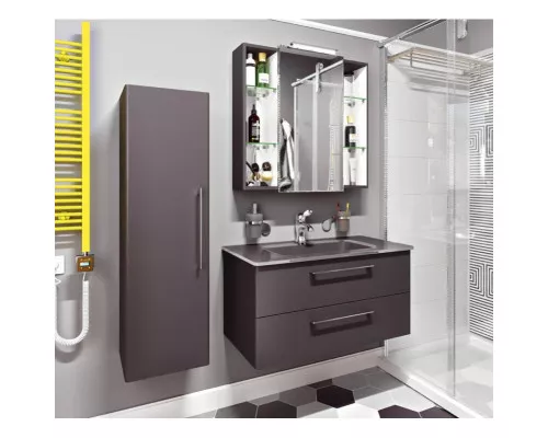 Купить Зеркальный шкаф 79,2х76,5 см графит матовый Caprigo Accord 2231-TP810 в магазине сантехники Santeh-Crystal.ru