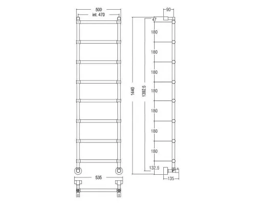 Купить Полотенцесушитель водяной Margaroli Sole 442/470-8 хром в магазине сантехники Santeh-Crystal.ru