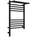 Полотенцесушитель электрический 600х400 черный матовый МЭМ левый Сунержа Богема с полкой 3.0 31-5806-6040