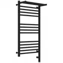 Полотенцесушитель электрический 800х400 черный матовый МЭМ правый Сунержа Богема с полкой 3.0 31-5807-8040