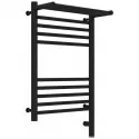 Полотенцесушитель электрический 600х400 черный матовый МЭМ правый Сунержа Богема с полкой 3.0 31-5807-6040