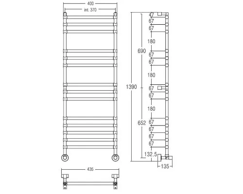 Заказать Полотенцесушитель водяной Margaroli Sole 464/370-14 хром в магазине сантехники Santeh-Crystal.ru